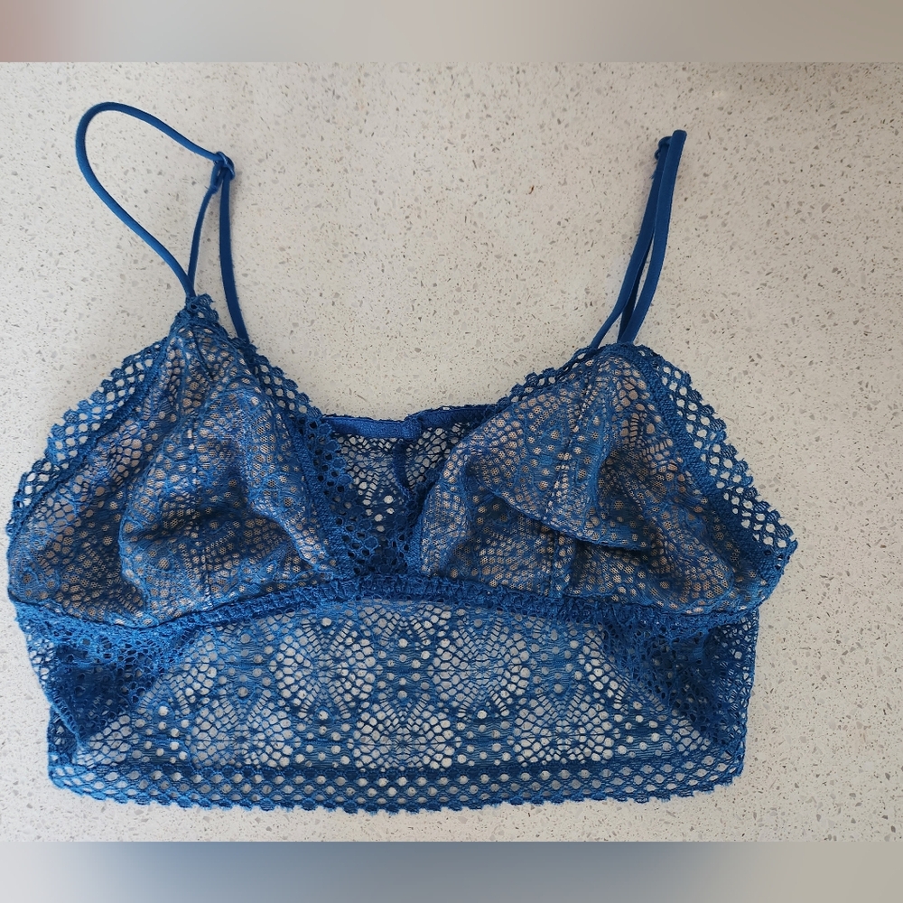 4 for $40 Victoria Secret Blue Lace Longline Dainty Bralette Size Small